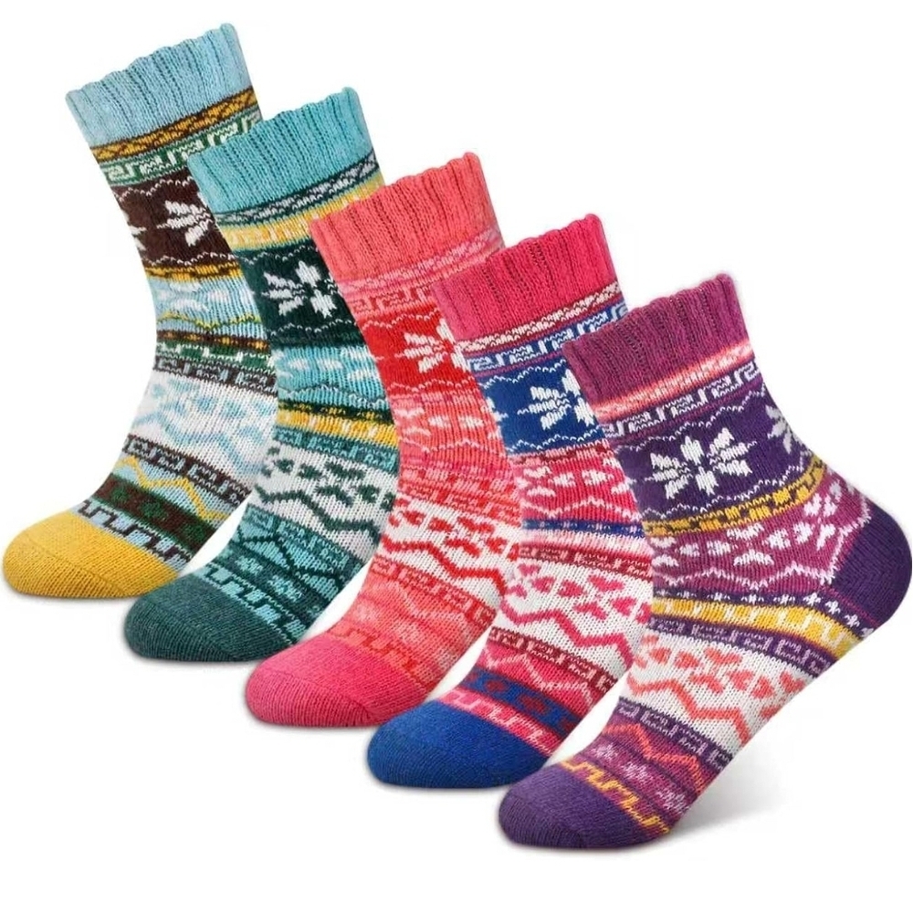 Vibrant Womens Wool-look Patterned Socks Set